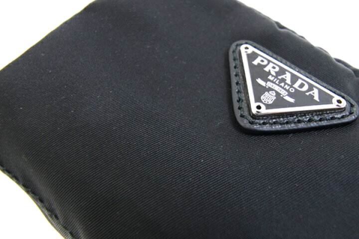 楽天市場】プラダ ポーチ 1NA339 ブラック ナイロン レザー 中古  