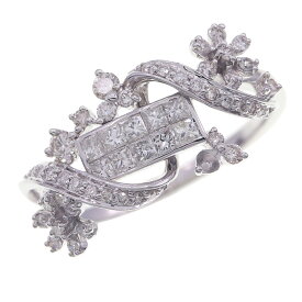【中古】 ダイヤモンド リング D0.64ct K18 WG 19号 中古 アクセサリー 指輪 ジュエリー 宝石 レディース デザイン 0 | ダイヤモンドリング ホワイトゴールド 18k 18金 ダイヤリング ダイヤ ヴィンテージ デザインリング 花モチーフ 花 フラワー メレダイヤ 誕生石 女性