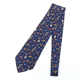 フェラガモ ネクタイ 35 4593 ネイビー シルク100％ 中古 ビジネス スーツ ファッション メンズ 男性 Salvatore Ferragamo