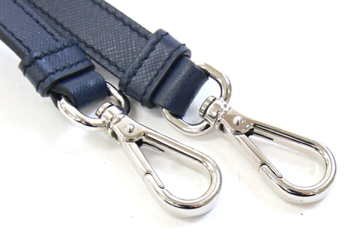 楽天市場】プラダ ショルダーストラップ ネイビー シルバー金具 レザー  