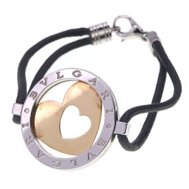 ブルガリ ブレスレット トンド ハート シルバー ゴールド ブラック K18YG ステンレス コットンコード 中古 腕輪 バングル アクセサリー ロゴ レディース BVLGARI