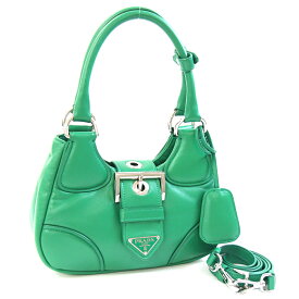 【中古】 プラダ 2WAYハンドバッグ Re-Edition2002 ムーン パデッド 1BA381 グリーン ナッパレザー 中古 ショルダーバッグ 斜め掛け ミニバッグ ロゴ レディース PRADA | ブランド ブランドバッグ ブランドバック ブランドカバン バッグ バック カバン ミニショルダー レザー
