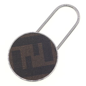 フェンディ キーホルダー ズッカ 7AP068 シルバー カーキ メタル PVC 中古 キーリング バッグチャーム アクセサリー ロゴ FENDI