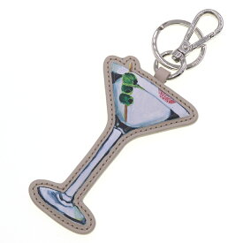 フェンディ バッグチャーム ベージュ レザー メタル 中古 キーホルダー キーリング カクテル マティーニ アクセサリー レディース FENDI