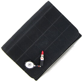 シャネル カードケース ブラック シルクサテン 中古 パスケース 名刺入れ 定期入れ ココマーク レディース ミラー 鏡 ルージュ 口紅 CHANEL