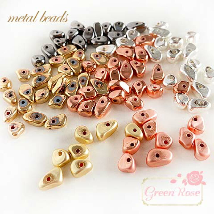 楽天市場】不揃いな形のメタルビーズ 10g メタリック beads833 