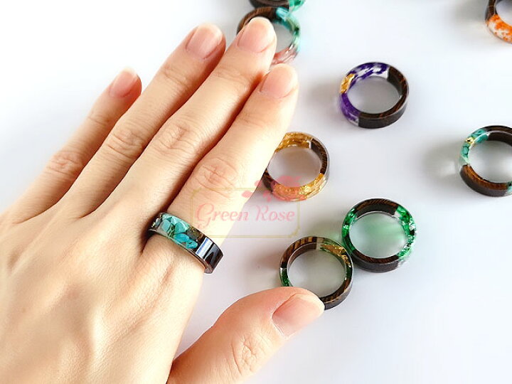 楽天市場】アクリル製リング 16号 全16種 1個 ウッド 木目 ホイル 封入 