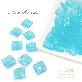 天然石 カルセドニービーズ スクエア 2粒 半貴石 ジェムストーン アクセサリーパーツ TB-59 GreenRoseYumi