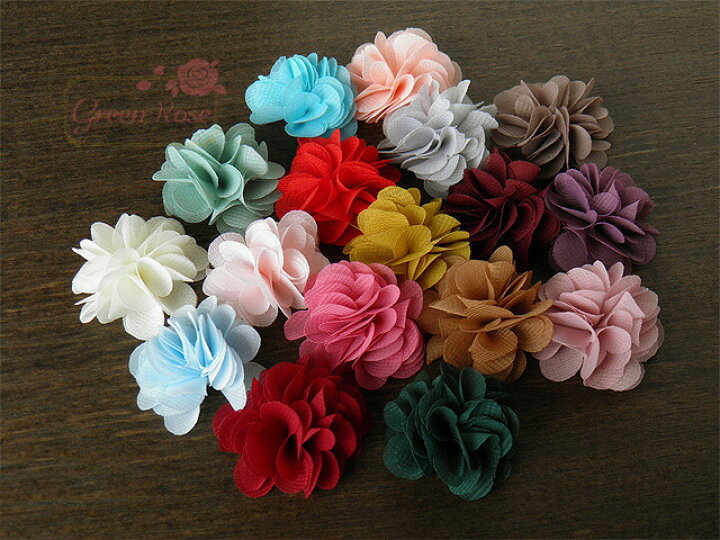楽天市場】シフォンフラワーモチーフ 10個 motif249 GreenRoseYumi  