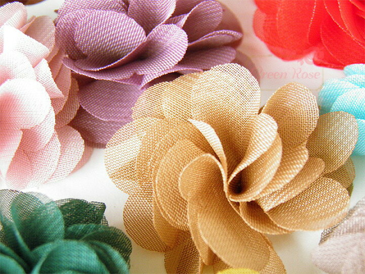楽天市場】シフォンフラワーモチーフ 10個 motif249 GreenRoseYumi  