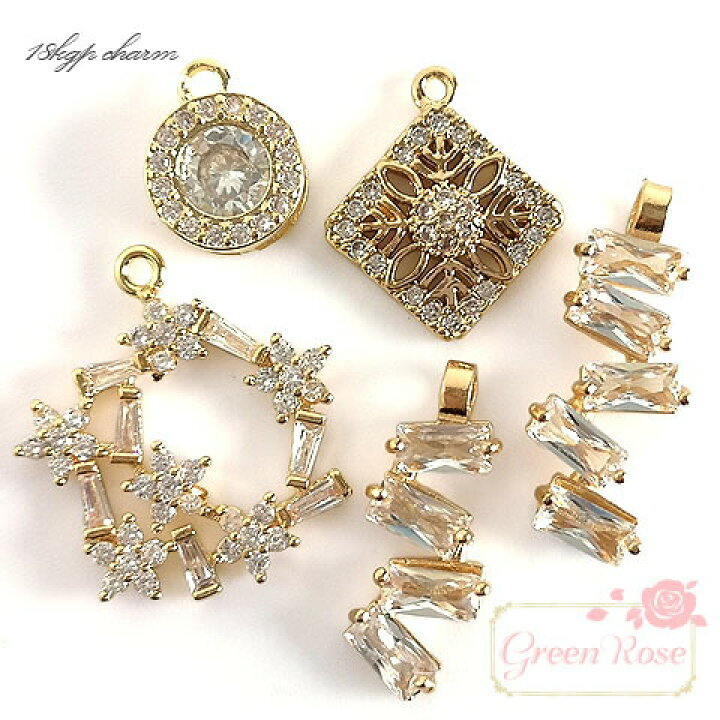 楽天市場 真鍮製チャーム 全5種 2個 ゴールド アクセサリーパーツ Gp 273 274 275 276 277 Green Rose ネットショップ Yumi