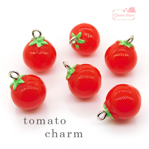 【野菜 TOMATO】 トマト とまと アクリル チャーム 2個 j6-4712