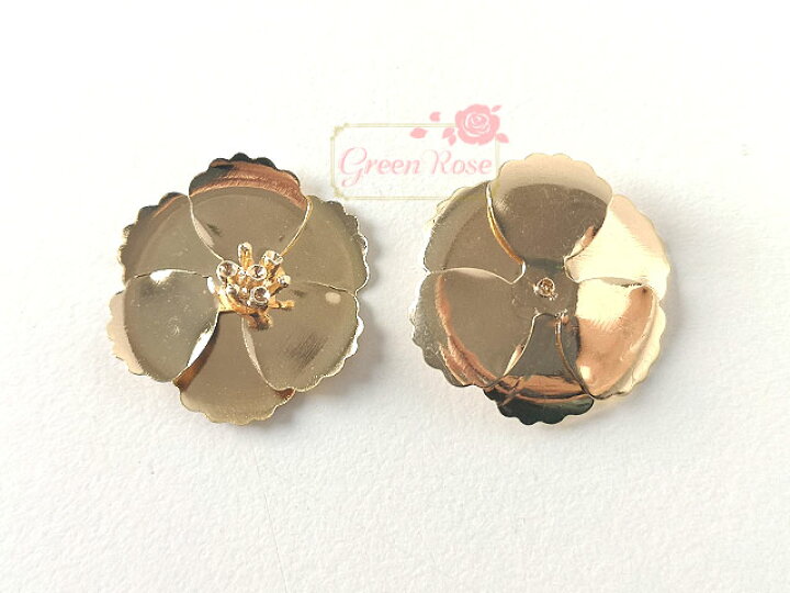 楽天市場】メタルパーツ 花芯付きフラワー 10個 貼付 ハンドメイド 5弁 