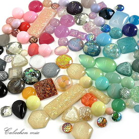 カボションミックス 全6色 50g デコパーツ フラットバック ビーズ アクセサリー ym1-1837 GreenRoseYumi