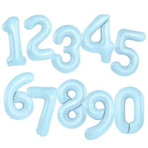 ナンバー バルーン ライトブルー系 パステル カラー 約75cm 1枚 数字 風船 balloon10 GreenRoseYumi