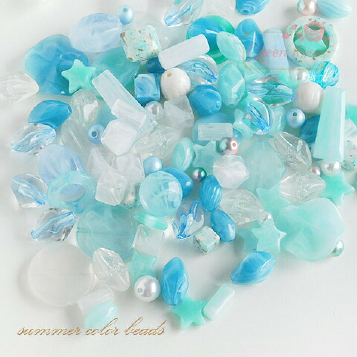 楽天市場 サマーカラービーズミックス 約100g アクリル プラスチック アソート ゆめかわ 樹脂 アクセサリーパーツ Beads6 Green Rose ネットショップ Yumi