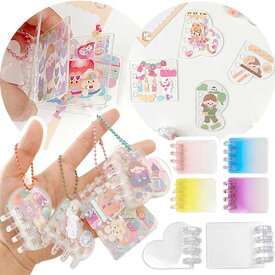 アクリル シール帳 クリア カラフル アクリルプレート 4穴 バインダー アルバム ストラップ キーホルダー シール デコ 土台 プレート シール手帳 シール交換 ミニ ハート 四角 グラデーション 手作り キッズ 子ども 子供 予約 ym1-2781 GreenRoseYumi