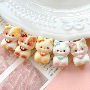 ネコ 立体 デコパーツ 猫 ねこ にゃんこ 動物 アニマル お座り 置物 置き物 アクセサリーパーツ 子供 キッズ ミックス 5種類2個ずつ 10個 ym1-2747 GreenRoseYumi