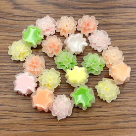 デコパーツ フラワー 花　 貼付け　アクセサリーパーツ フロスト プラスチック ミックス20個入り ym1-2677 GreenRoseYumi