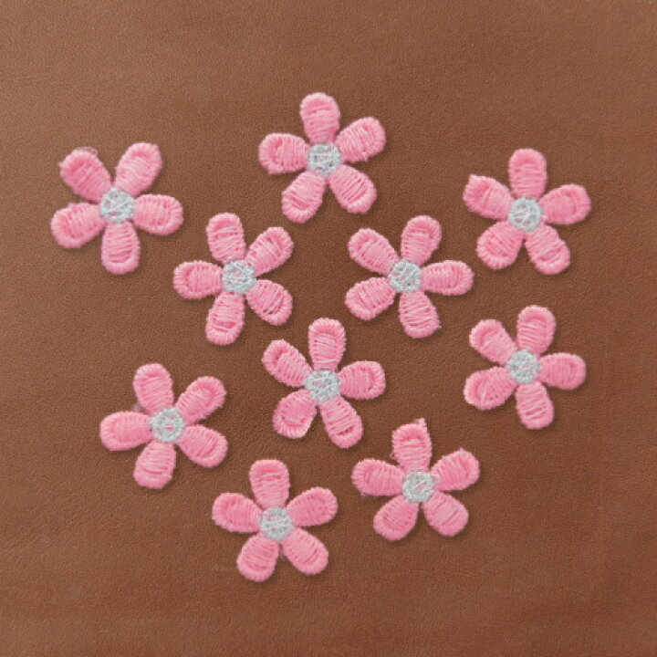 楽天市場】ミニ 刺繍フラワー モチーフ 中央ラメ糸 5弁花 10個 全6色 