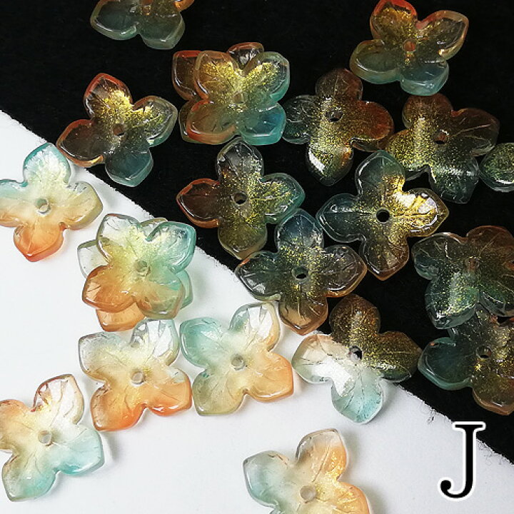 楽天市場】ガラスビーズ フラワー 花 10個 紫陽花 4弁花 アジサイ 