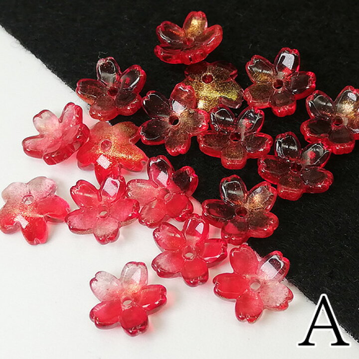 楽天市場】ガラスビーズ フラワー 花 10個 桜 5弁花 さくら サクラ 春