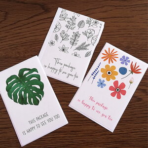 ギフトステッカー シール ボタニカル 全3種 8×5cm 50枚入り1袋 seal84 GreenRoseYumi