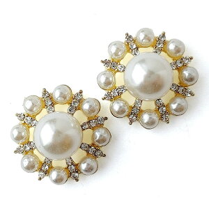 貼り付けパーツ メタル ストーン 樹脂パール センターパーツ ゴールド 21mm 2個 ym1-2340 GreenRoseYumi