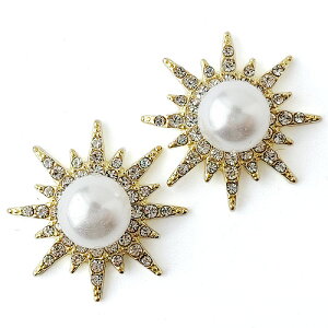 貼り付けパーツ メタル ストーン 樹脂パール センターパーツ ブライト ゴールド 26mm 2個 ym1-2341 GreenRoseYumi