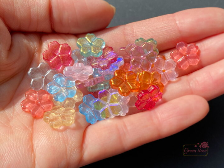 楽天市場】ガラス ビーズ 桜 サクラ 11×12mm 全10色 単色10個  