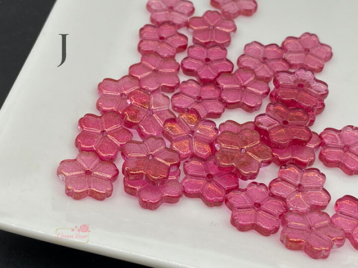 楽天市場】ガラス ビーズ 桜 サクラ 11×12mm 全10色 単色10個  