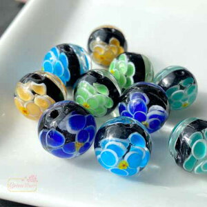 g{ ڗ @a@KXr[Y ԕ 14mm g{ 2 beads1128 GreenRoseYumi