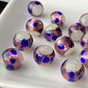 トンボ玉 瑠璃玉  和風 ガラスビーズ ラウンド ドット 12mm トンボ玉 2個 beads1129 GreenRoseYumi
