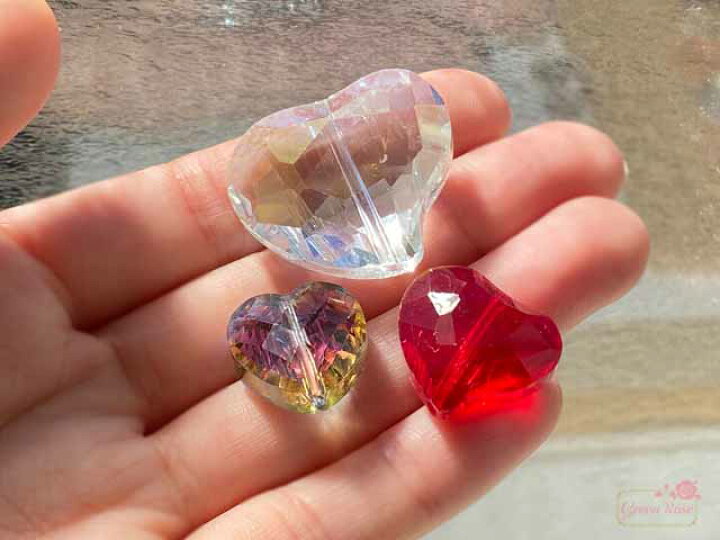 楽天市場 ハート ガラス ビーズ 多面カット オーロラ サンキャッチャー Beads1134 Green Rose ネットショップ Yumi