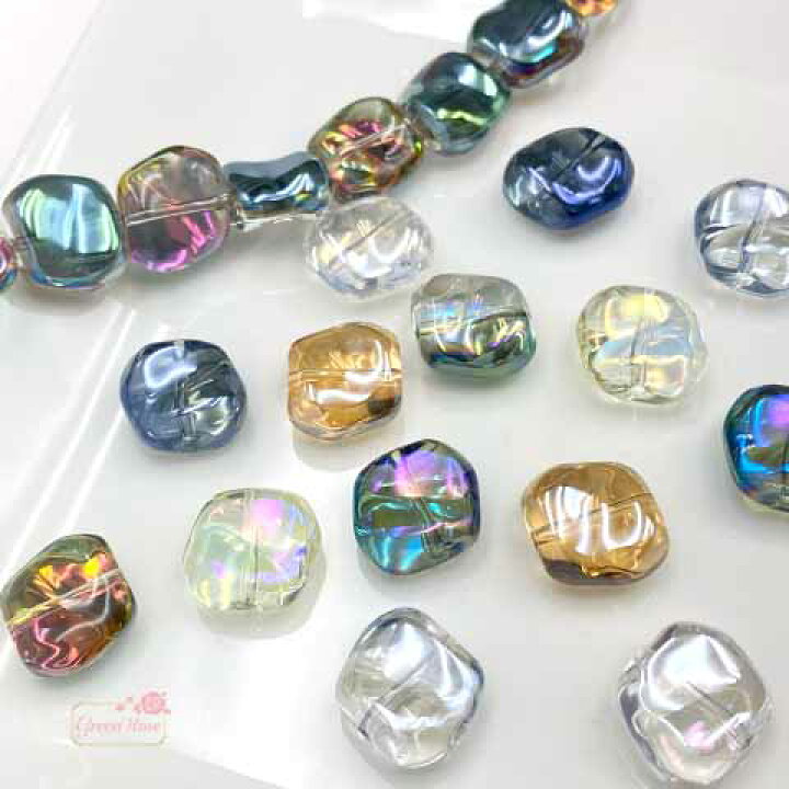 楽天市場】ガラスビーズ オーロラ加工 歪み メタリック 10個 beads1142 