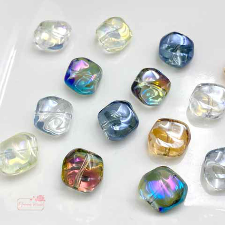 楽天市場】ガラスビーズ オーロラ加工 歪み メタリック 10個 beads1142 