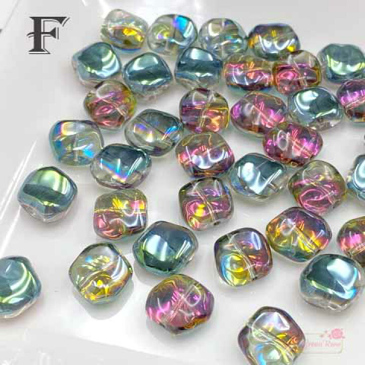 楽天市場】ガラスビーズ オーロラ加工 歪み メタリック 10個 beads1142 