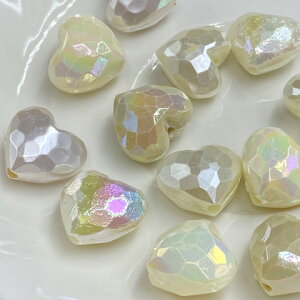���ʃJ�b�g �p�[���J���[ �n�[�g �r�[�Y �v���X�`�b�N �c�� 10�� beads1150 GreenRoseYumi