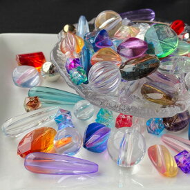 クリアビーズ 透明 プラスチックビーズ ゴールド シルバー ミックス 100g beads1175 GreenRoseYumi