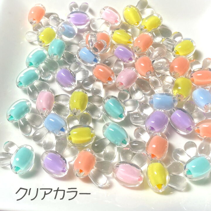 楽天市場】ウサギプラスチック ビーズ 子供 キッズ カラフル パステル 