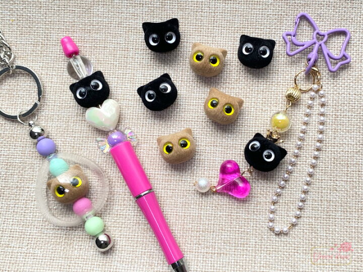 楽天市場】猫 フロッキー 立体 ビーズ 縦穴 横穴 ねこ ネコ 顔 