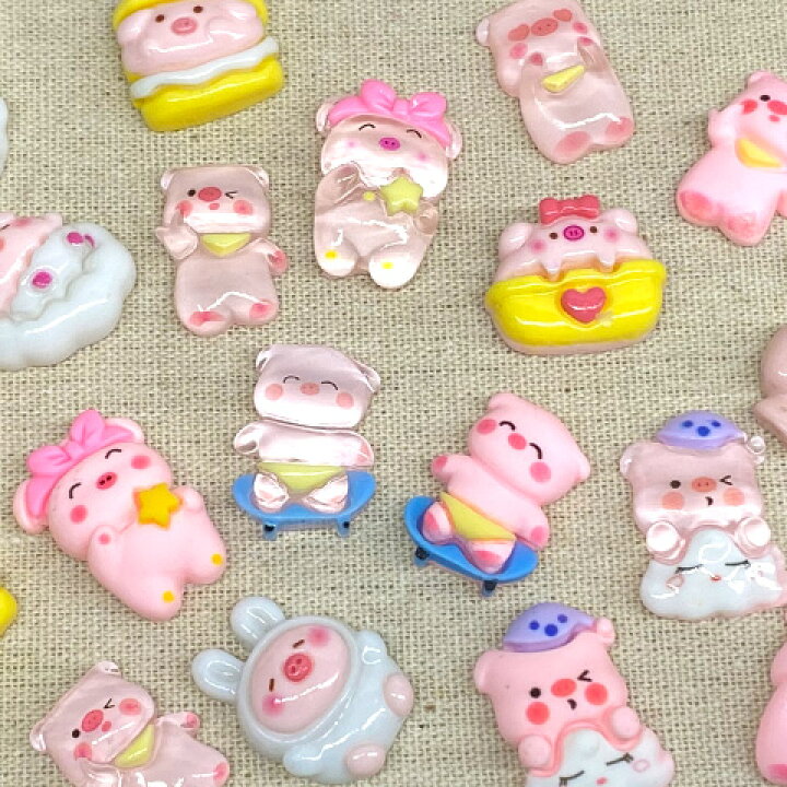 楽天市場】ブタちゃん デコパーツ 貼付け プラスチック パーツ ブタ 