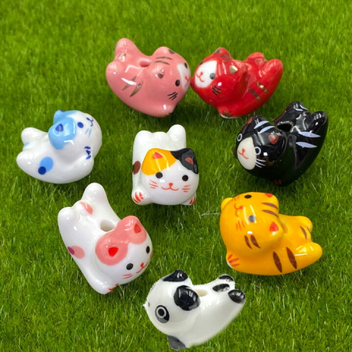 楽天市場】陶器製 ビーズ 猫 ネコ ねこ ニャンコ にゃんこ ストラップ 