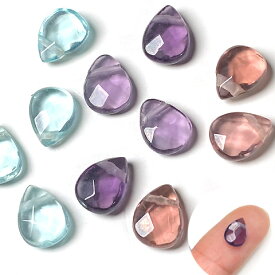 天然石 水晶 クリスタル しずく 多面カット 横穴 ビーズ 半貴石 ジェムストーン アクセサリーパーツ パワーストーン水晶 半貴石 ジェムストーン アクセサリーパーツ 2粒 tb-68 GreenRoseYumi