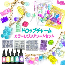 カラーレジン ドロップ チャーム バックチャーム キーチェーン キーホルダー 飴 アメ キャンディー グミ レジン レジンクラフト アソートセット キッズ 子供 誕生日 クリスマス プレゼント assort405 GreenRoseYumi