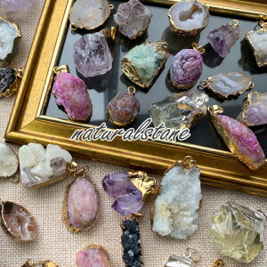 訳あり商品 天然石 原石 ドゥルージー ジオード パワーストーン ペンダントトップ 水晶 アゲート アメジスト ランダム 5個入り tb-548
