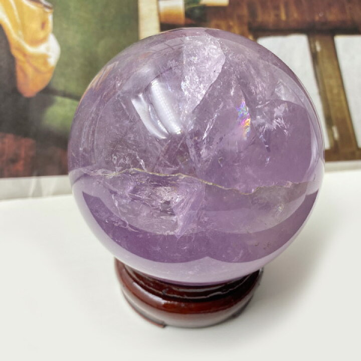 楽天市場】天然石 アメジスト 紫水晶 丸玉 7.6cm 愛の守護石 2月の 