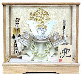 【翌日出荷対応】 五月人形 コンパクト おしゃれ 5号シルバー中鍬兜ケース飾りYN0306GKC 銀 五月人形ケース 兜飾り kabuto 初節句 間口30×奥行25×高さ27cm ガラスケース コンパクトサイズ