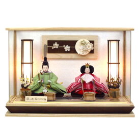 雛人形ケース 親王アクリルケース飾り YN1292HC 草木染め 間口51×奥行29×高さ35cm（ケース外寸） ナチュラル モダン アクリルケース 木目 おしゃれ かわいい 可愛い コンパクト ナチュラルフラワー 芥子サイズ 木肌クリア色 つまみ細工 祈りブーケ レース つまみ細工