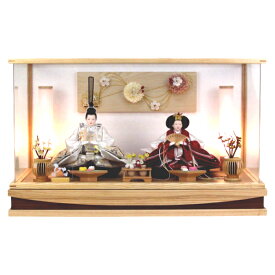 雛人形ケース 親王アクリルケース飾り YN1305HC-TN 間口58×奥行32×高さ35cm（ケース外寸） ナチュラル モダン アクリルケース 木目 おしゃれ かわいい つまみ細工 コンパクト 芥子親王サイズ 金襴衣装 木肌クリア色 祈り INORI ここな 心和 あいはる